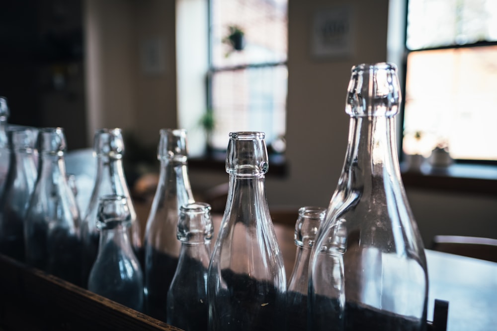 photography of glass bottles