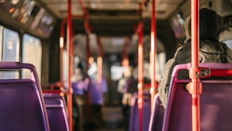 person standing in transportation vehicle