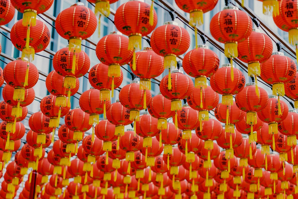 orange hanging paper lantern lot