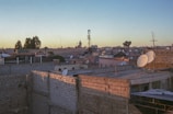 Morocco skyline at sunset with business district buildings