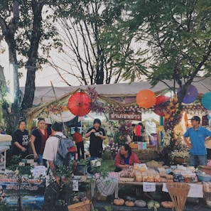 A vibrant market scene showcasing local crafts and foods.