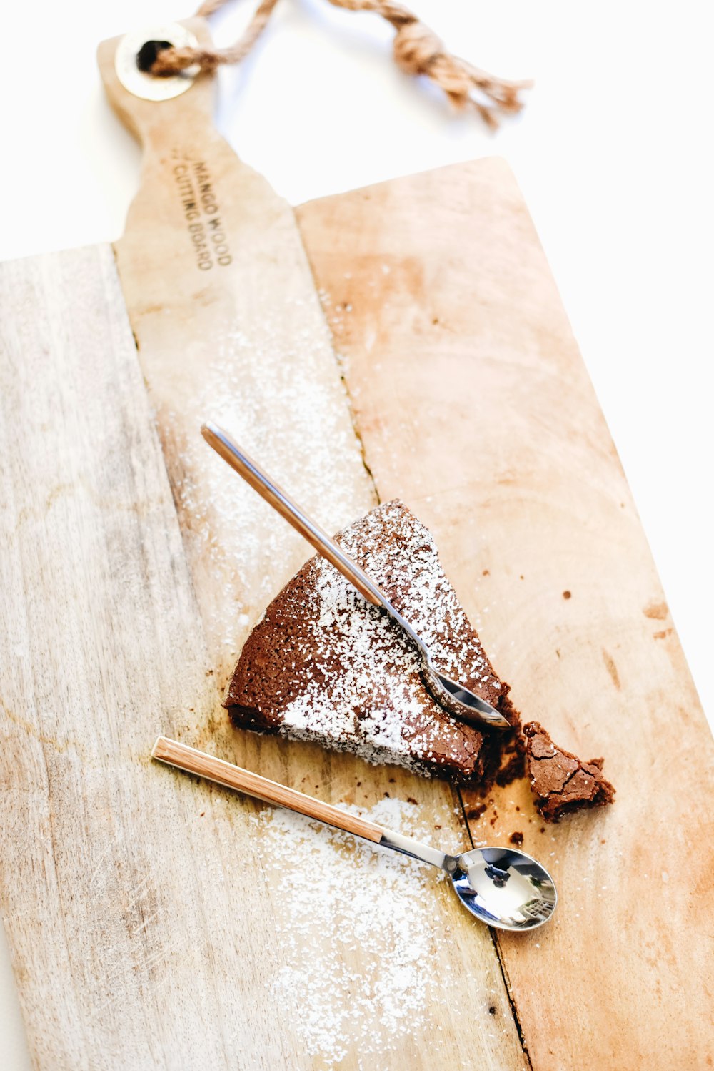 chocolate cake on chopping board