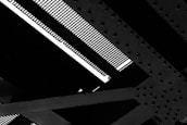 Detail view of mechanical structures in a building.
