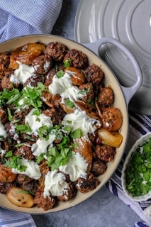 cooked food on gray frying pan
