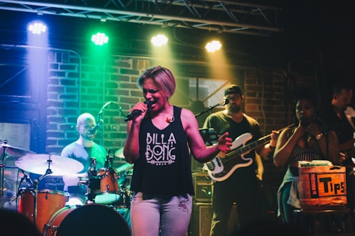 female singer performing live