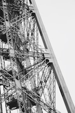 black and white photo of metal frame