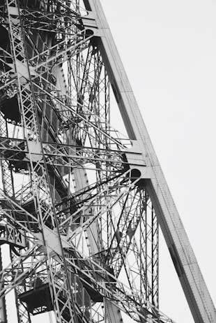 black and white photo of metal frame