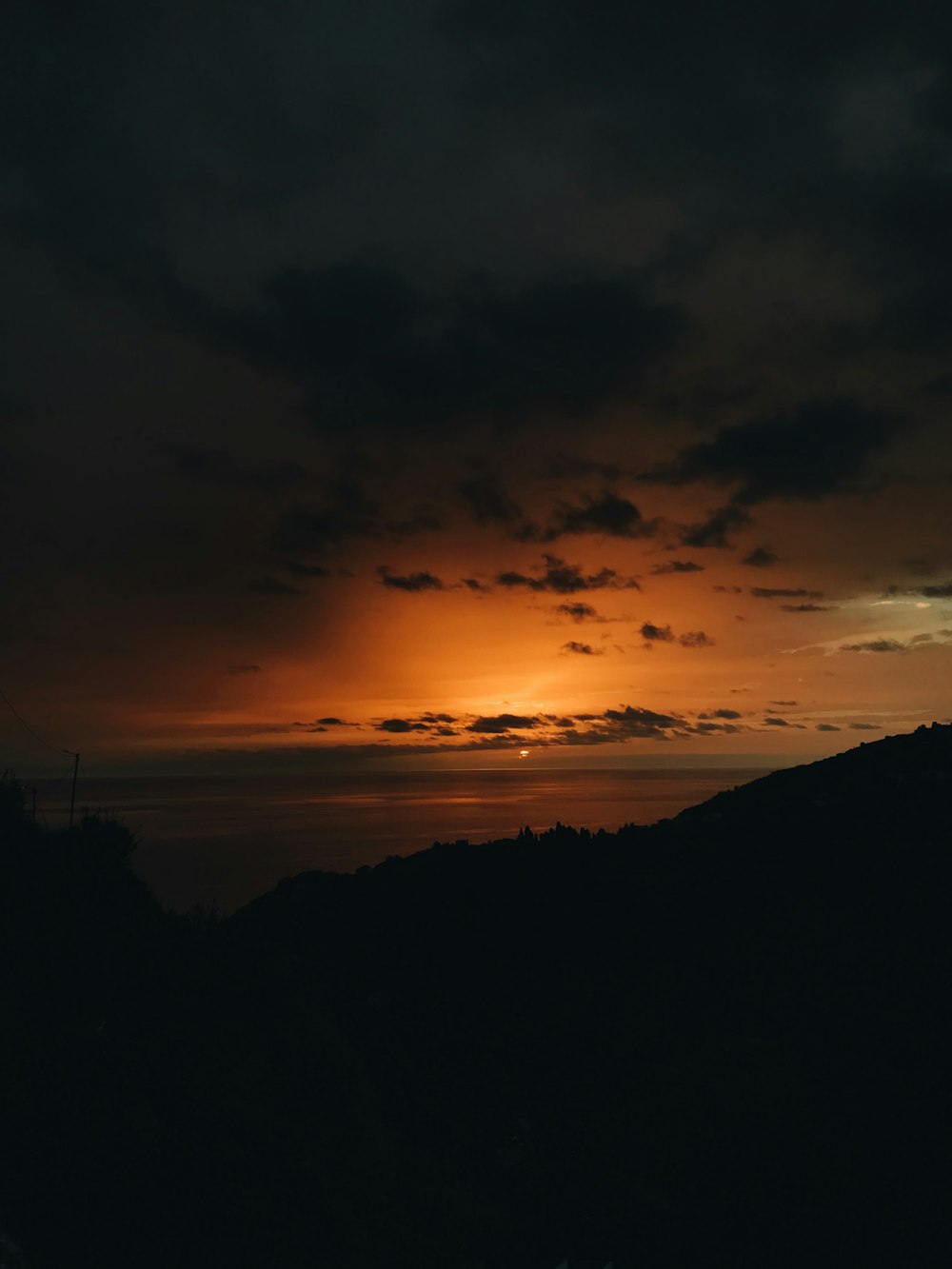 silhouette photograph of mountain range during golden hour