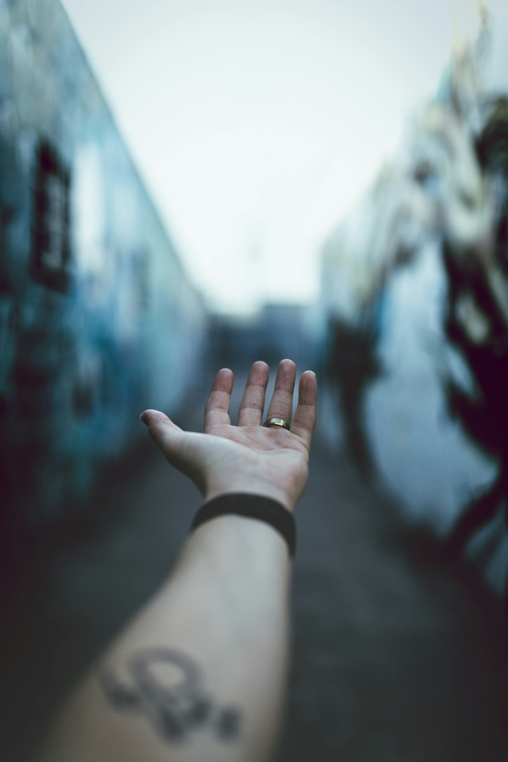 shallow focus photography of person's left arm