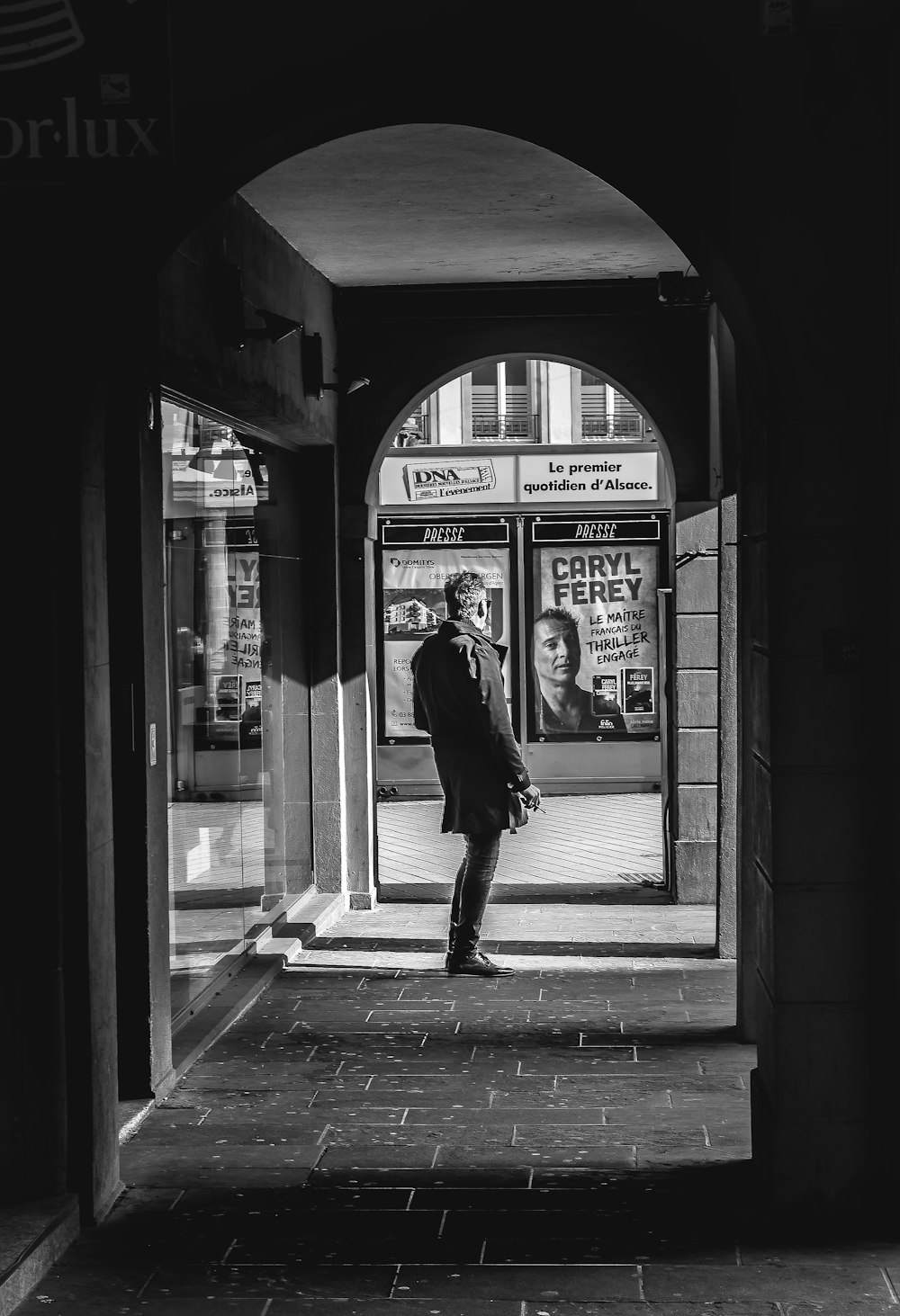 man standing on hallway