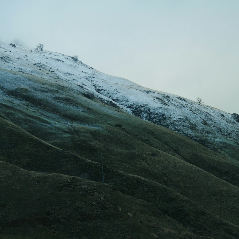 gray and white mountain with snow field