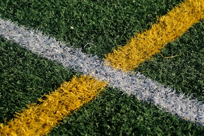 lacrosse, Oak Knoll, yellow and white line mark on green grasses