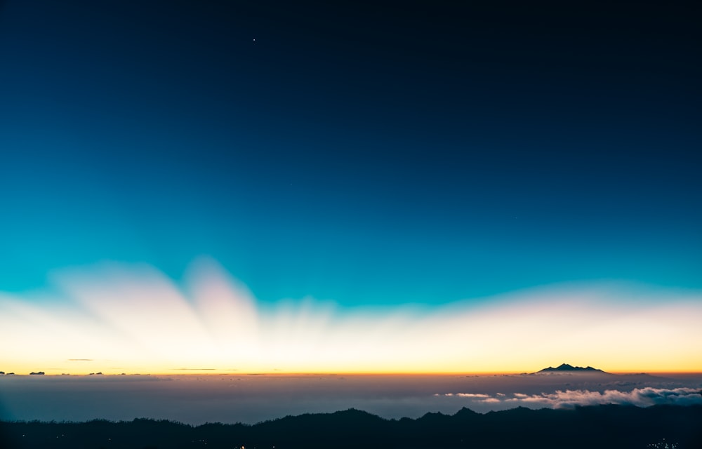 silueta de árboles bajo cielo azul