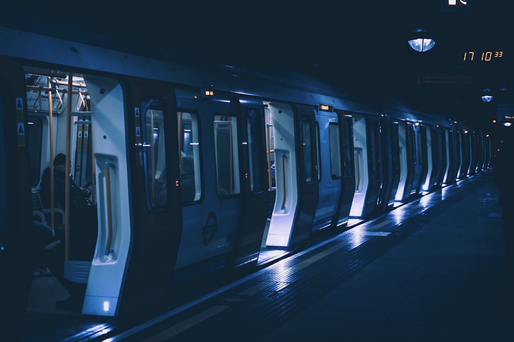 lighted open door train