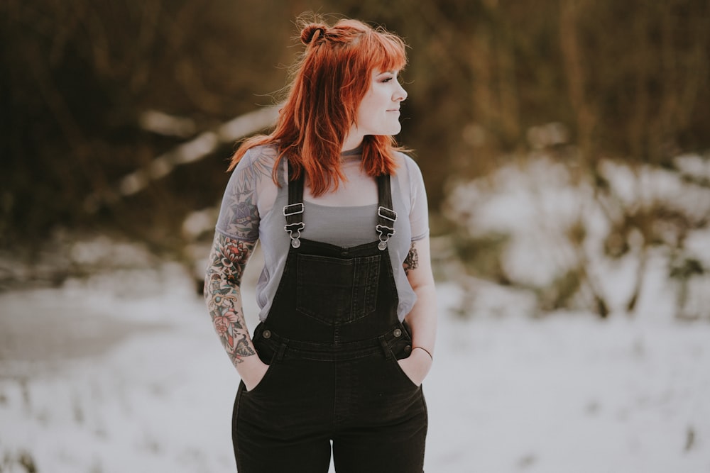 standing woman with hand on pocket