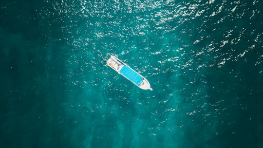 aerial view photography of boat in Tulum Mexico