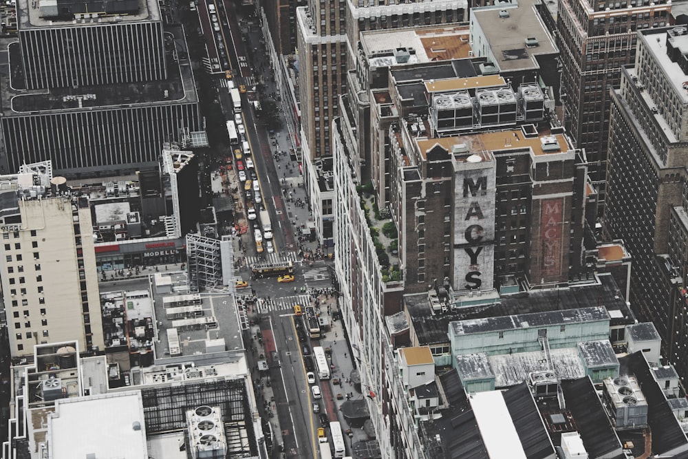 aerial photography of Macys building