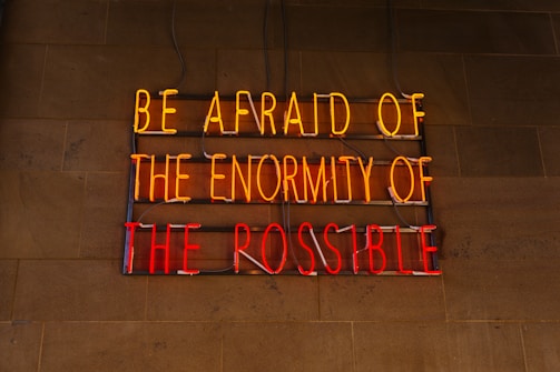 lighted Be afraid of the enformity of the rossible neon signage