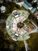 aerial photography of green building