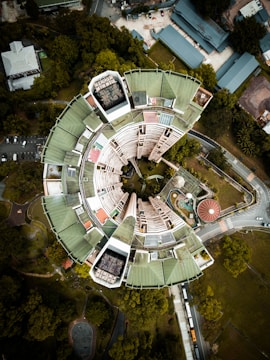 aerial photography of green building
