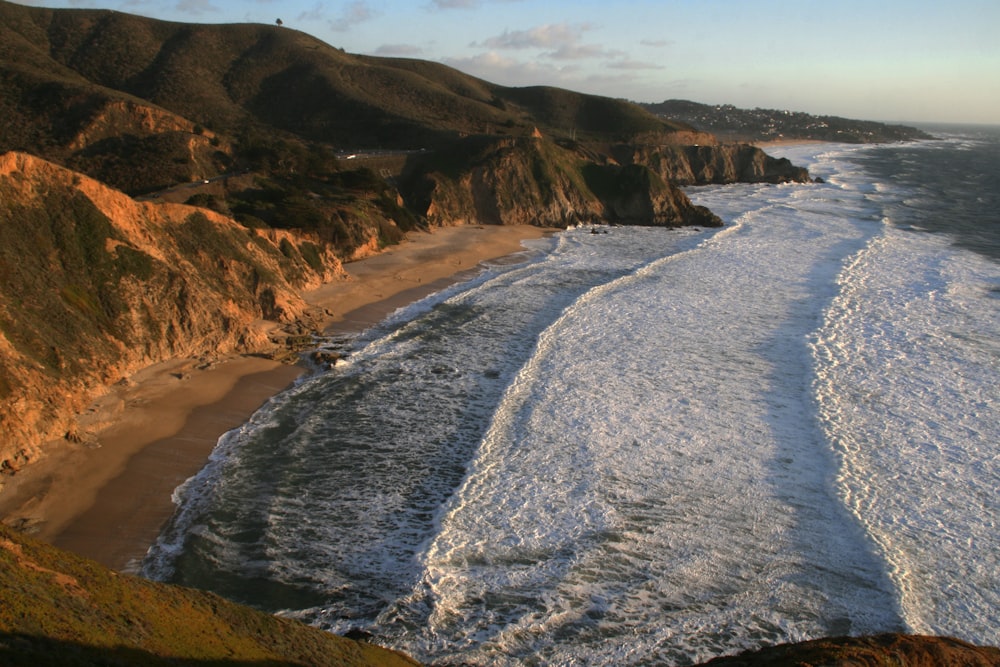 aerial photography of beach