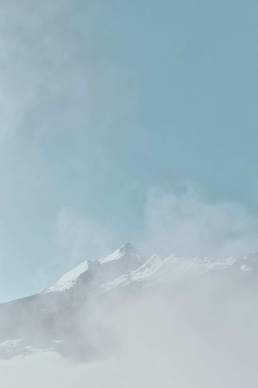 ice-capped mountain under blue sky