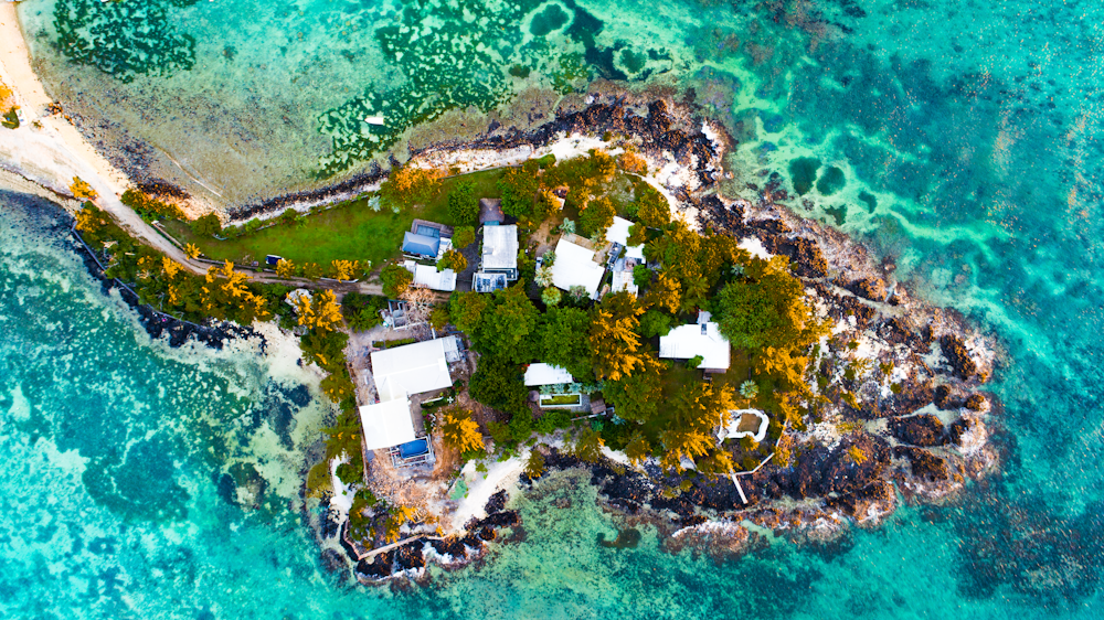 aerial photo of houses in island