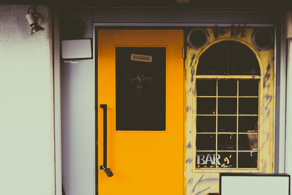 yellow wooden door