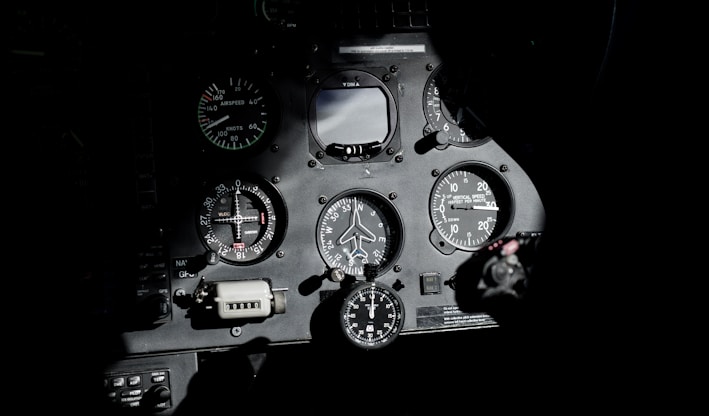 black and gray cockpit dashboard