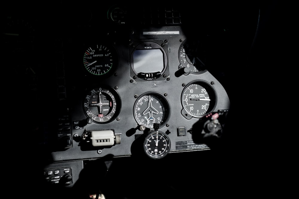 black and gray cockpit dashboard