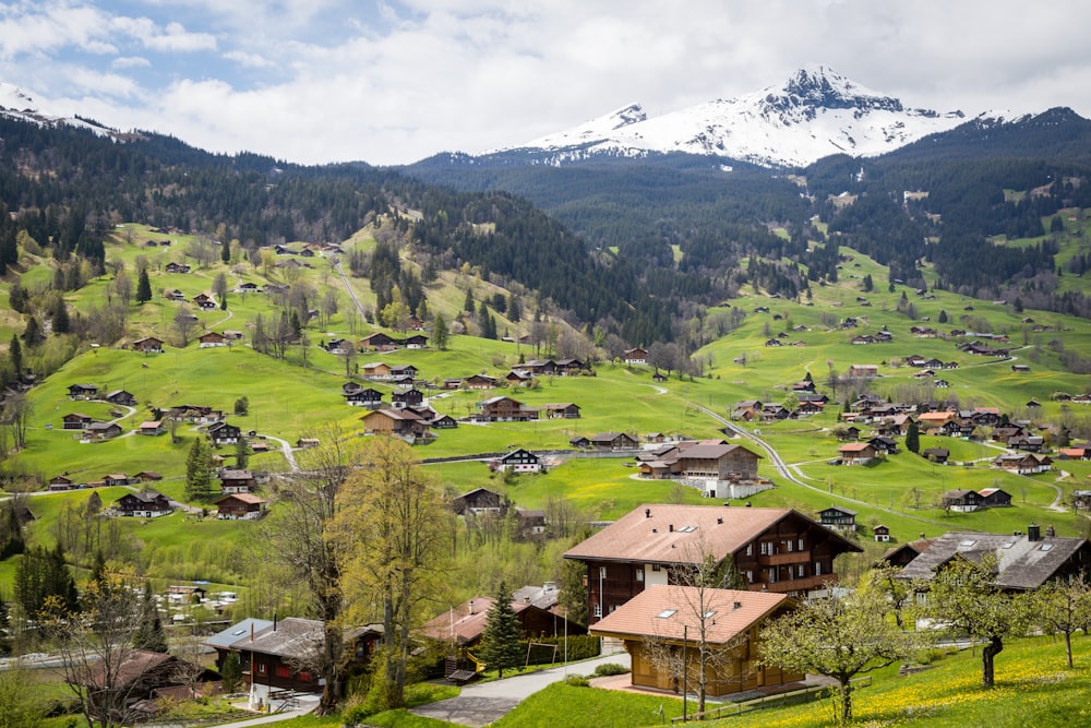 Photographie aérienne d’un village