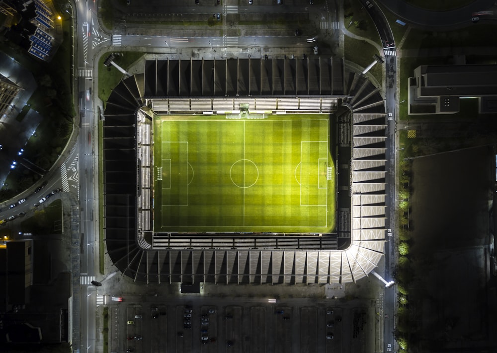 bird's-eye view photography of soccer arena