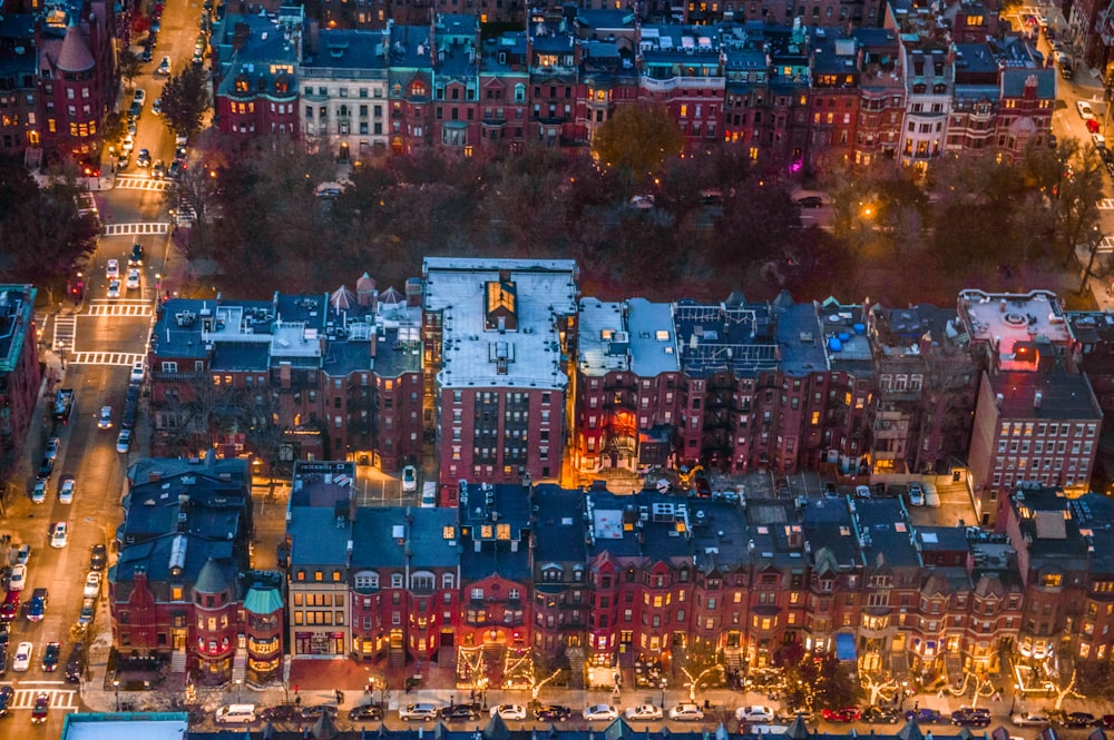 aerial shot of concrete structures during nighttime