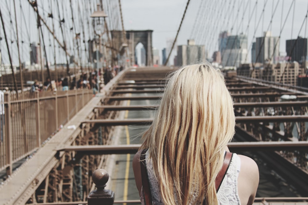 woman on bridge