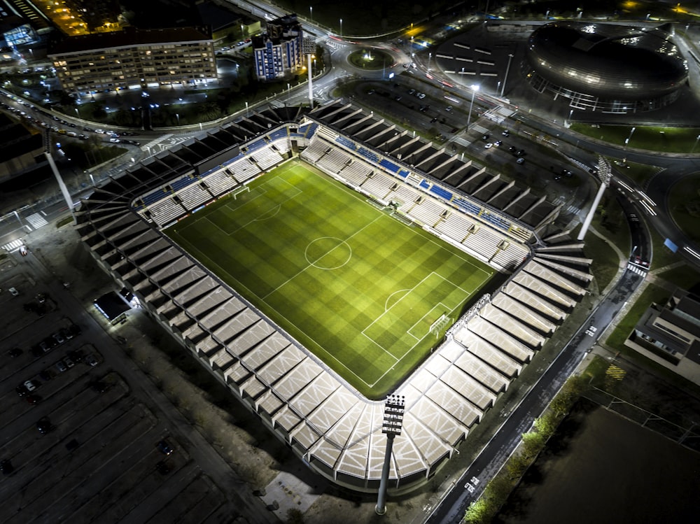 aerial photography of soccer field