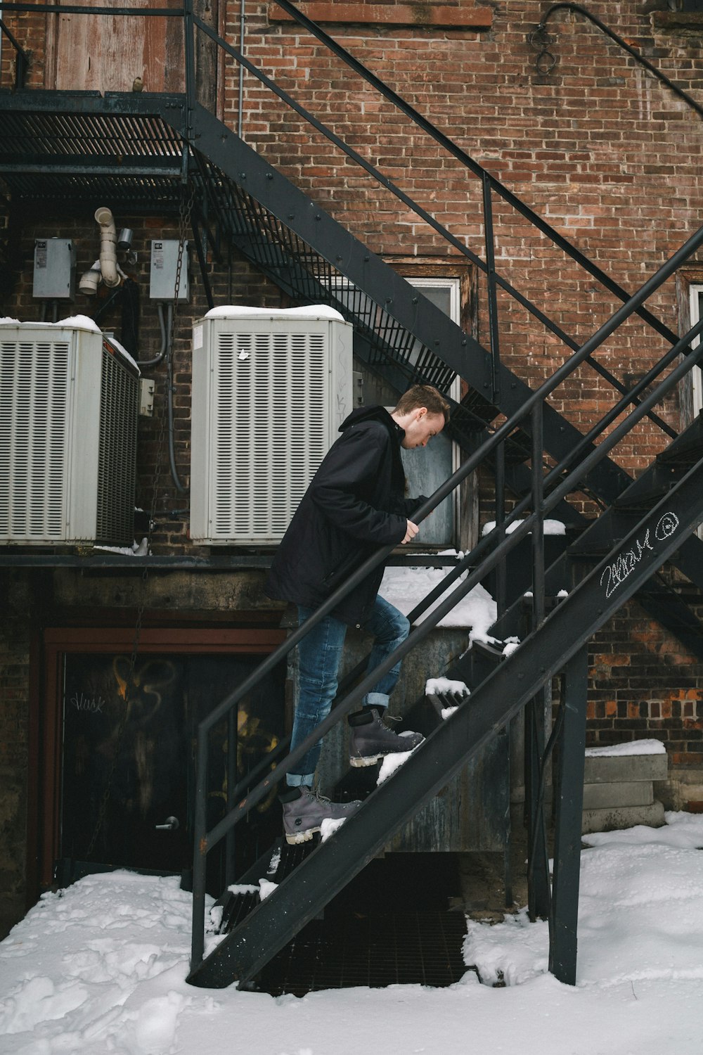 man climbing stairs