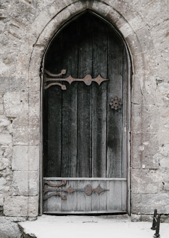 black wooden door