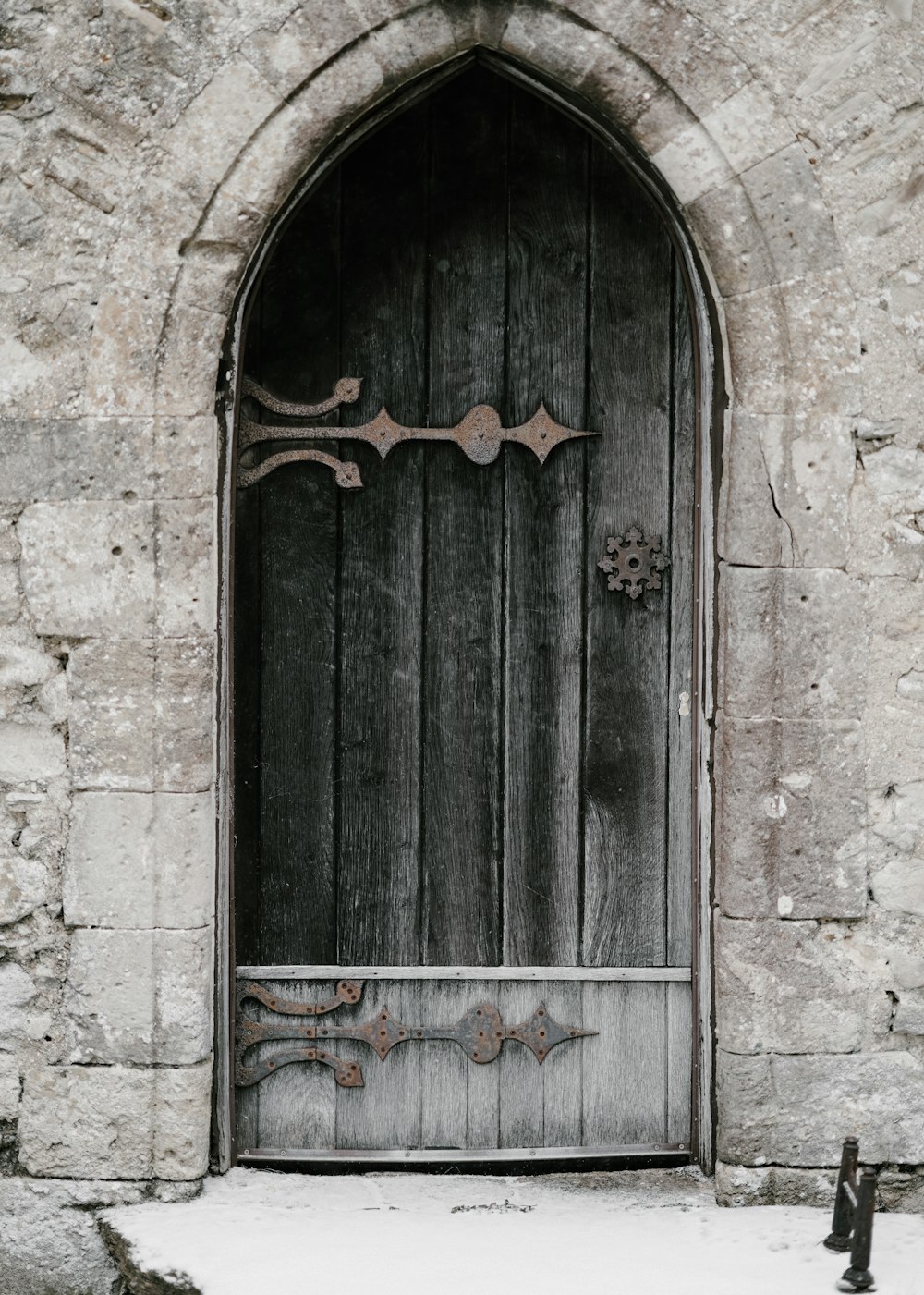 black wooden door