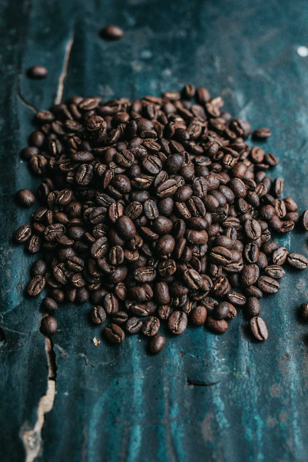 커피 원두의 선택적 초점 사진