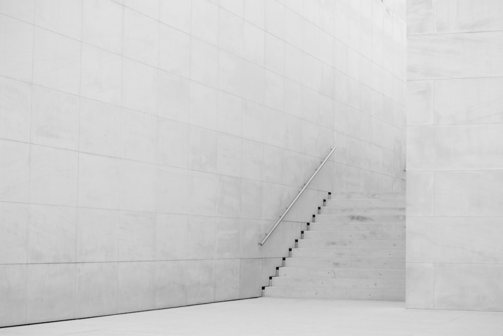 photography of white concrete stairs