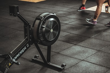 black and gray exercise equipment