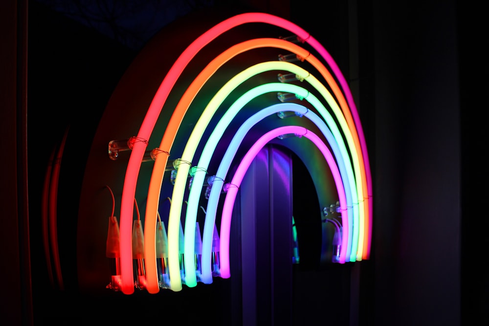 rainbow colored neon decor