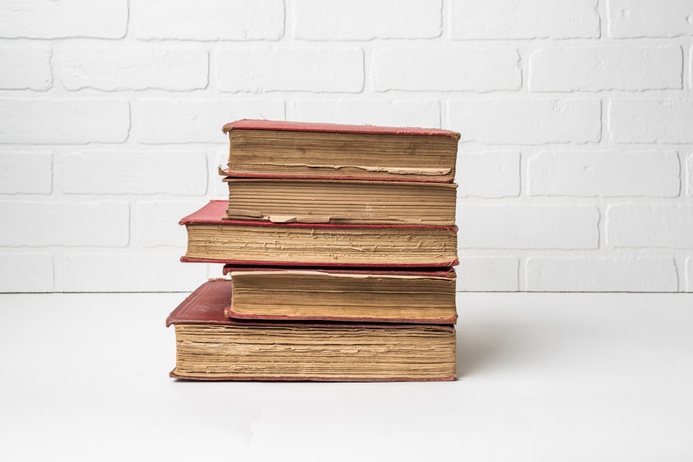 stacked red books