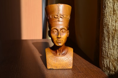 male mini head bust on table carve google meet background