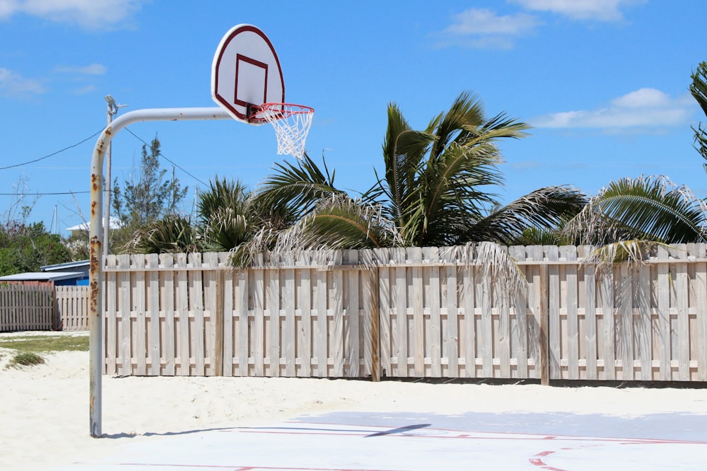 red and white basketball system