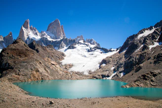 rocky mountain with snow