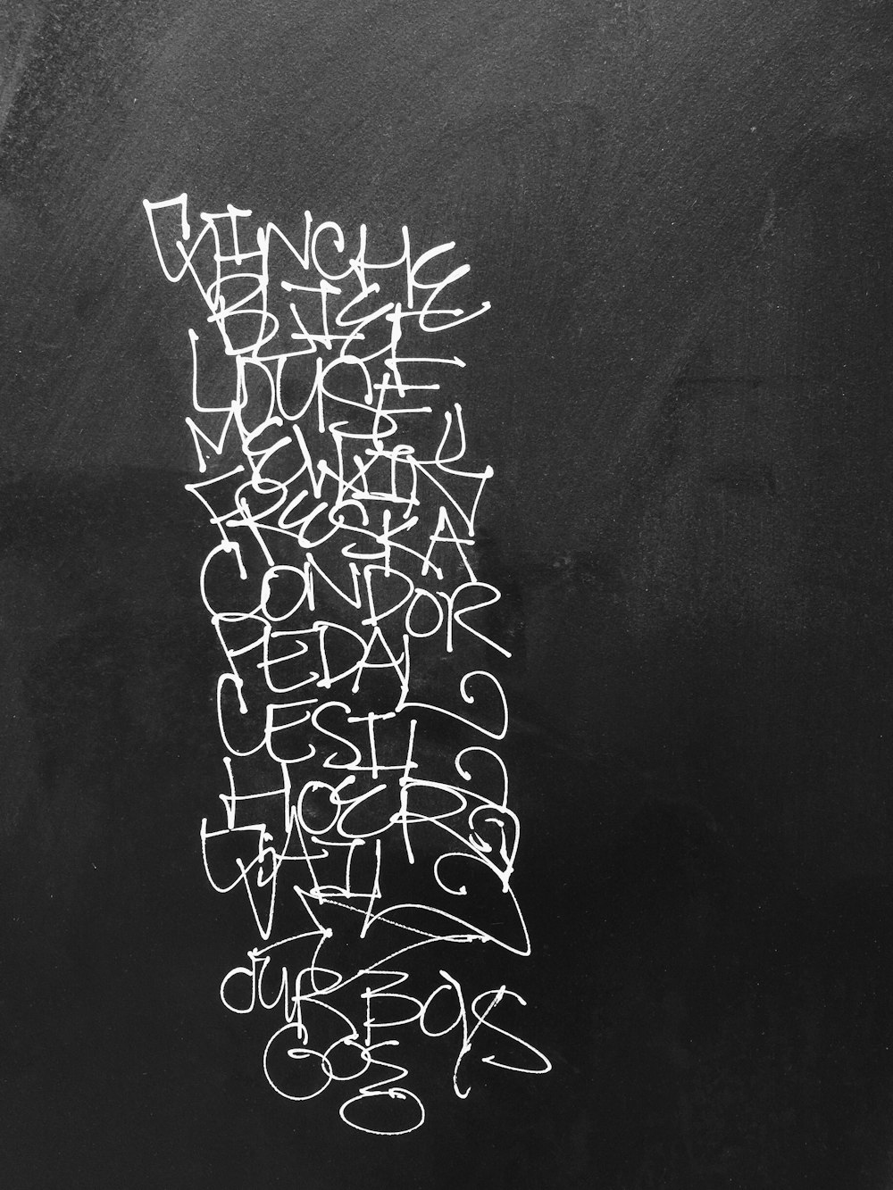 white graffiti on chalkboard