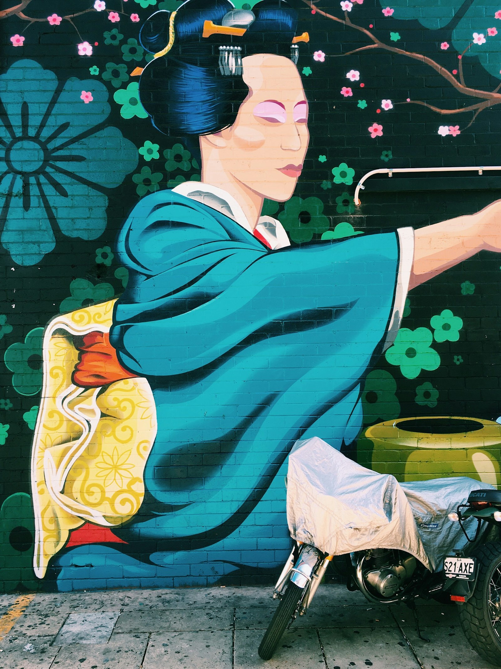 Apple iPhone sample photo. Graffiti art of geisha photography