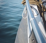 a view of the deck of a boat in the water