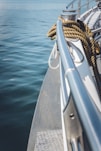 a view of the deck of a boat in the water